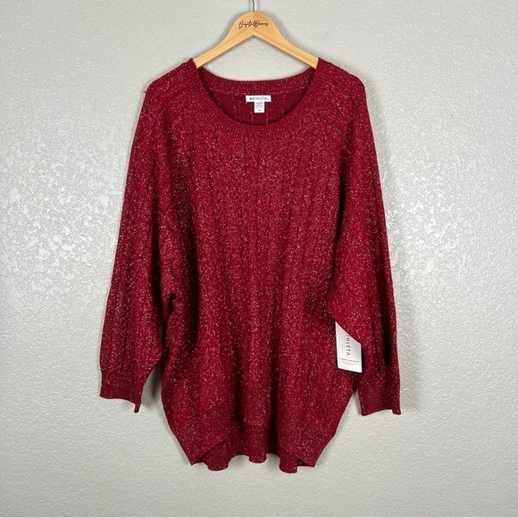 Athleta NWT Crossroads Crew Sweater, Decadent Red Metallic 3X - Winter, Holiday - Picture 3 of 12